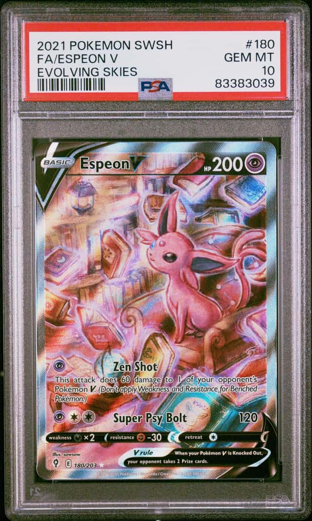 2021 POKEMON SWORD & SHIELD EVOLVING SKIES #180 FULL ART/ESPEON V PSA 10