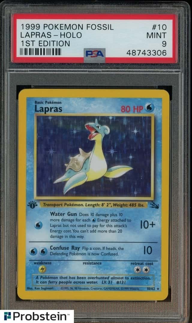 1999 Pokemon Fossil 1st Edition #10 Lapras Holo PSA 9 MINT