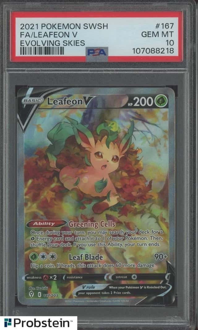2021 Pokemon SWSH Evolving Skies #167 FA/Leafeon V PSA 10 GEM MINT