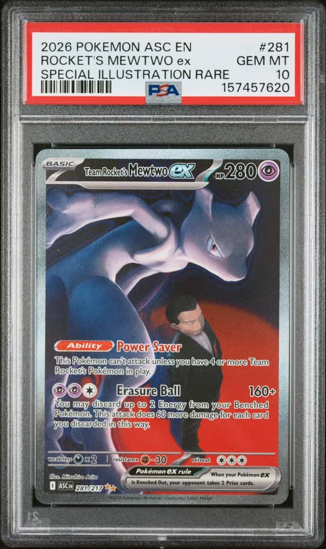 2026 Pokemon Team Rocket's Mewtwo ex Special Illustration Rare #281/217 PSA 10