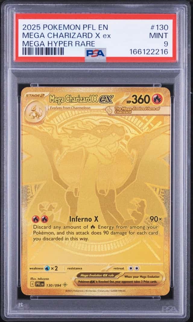 2025 POKEMON PFL EN-PHANTASMAL FLAMES MEGA HYPER RARE MEGA CHARIZARD X EX PSA 9