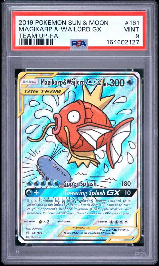 2019 Pokemon Sun & Moon Team Up Magikarp Wailord #161/181 PSA 9