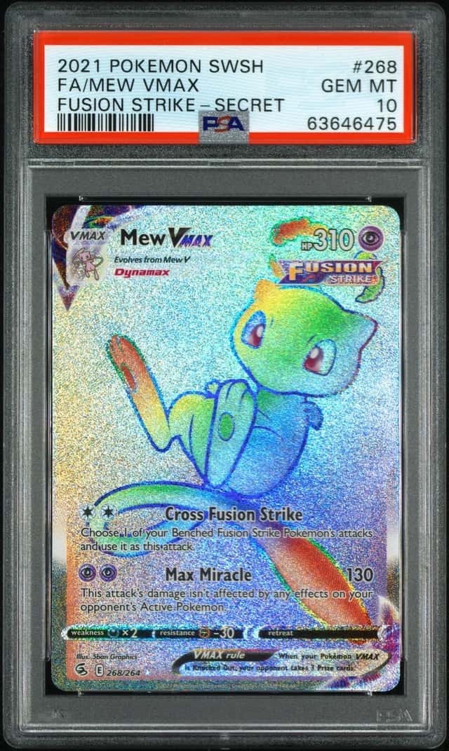 2021 Pokemon SWSH Fusion Strike #268 FA/MEW VMAX PSA 10 GEM MINT
