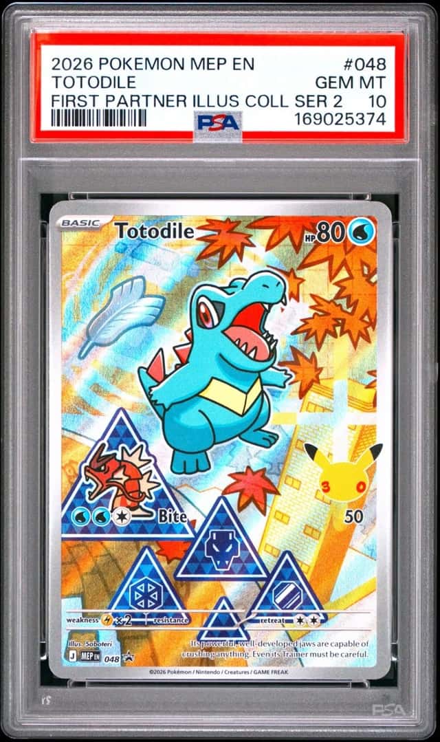 2026 POKEMON MEP FIRST PARTNER ILLUSTRATION COLLECTION #048 TOTODILE PSA 10