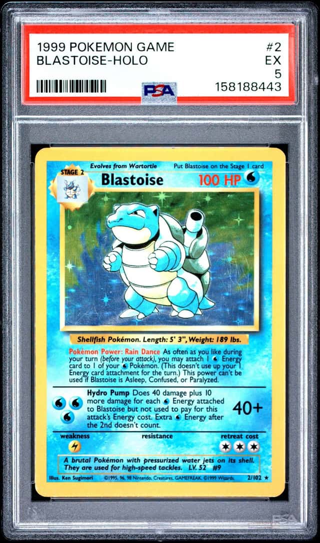 1999 POKEMON BASE SET UNLIMITED #2 BLASTOISE-HOLO PSA 5