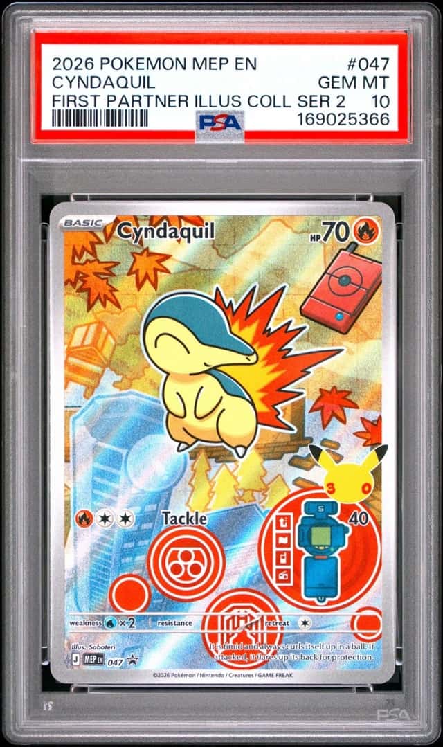 2026 POKEMON MEP FIRST PARTNER ILLUSTRATION COLLECTION #047 CYNDAQUIL PSA 10