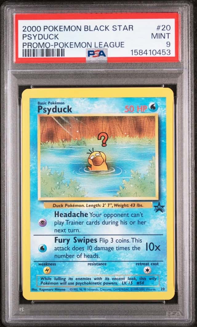 2000 POKEMON PROMO BLACK STAR POKEMON LEAGUE #20 PSYDUCK PSA 9