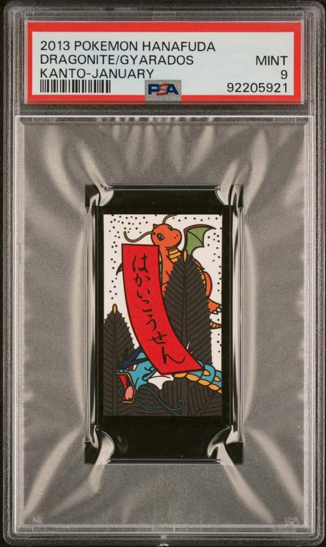 Pokémon Dragonite Gyarados 2013 Hanafuda Kanto - January - PSA 9