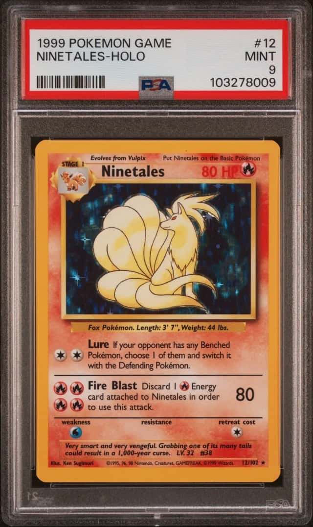 Pokemon Ninetales Holo Base Set Unlimited 12/102 PSA 9 Mint