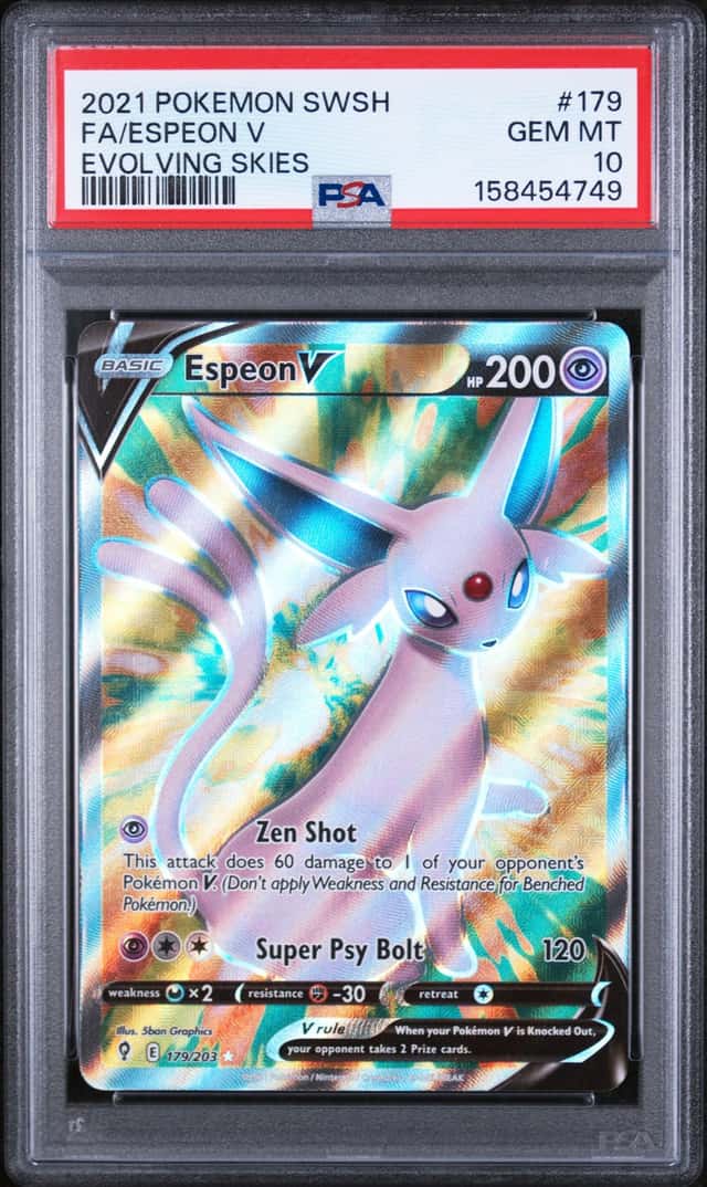 Pokémon TCG Espeon V Full Art Holo Evolving Skies 179/203 PSA 10