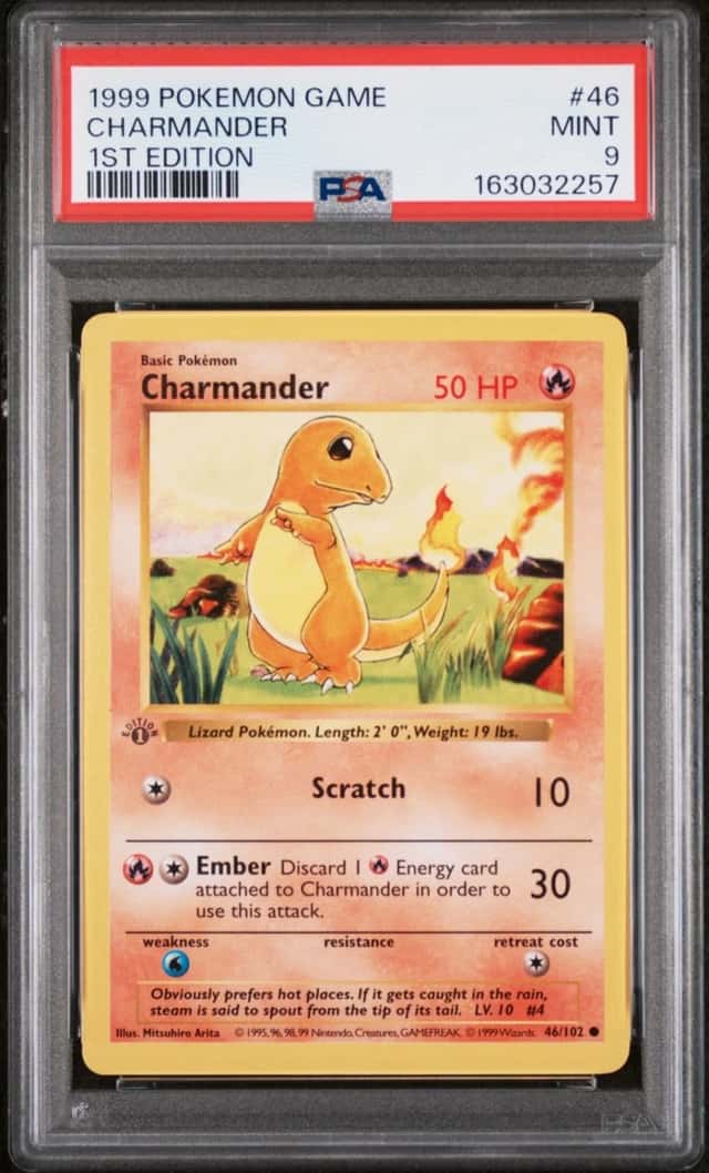 1999 POKEMON BASE SET 1ST EDITION #46 CHARMANDER PSA 9