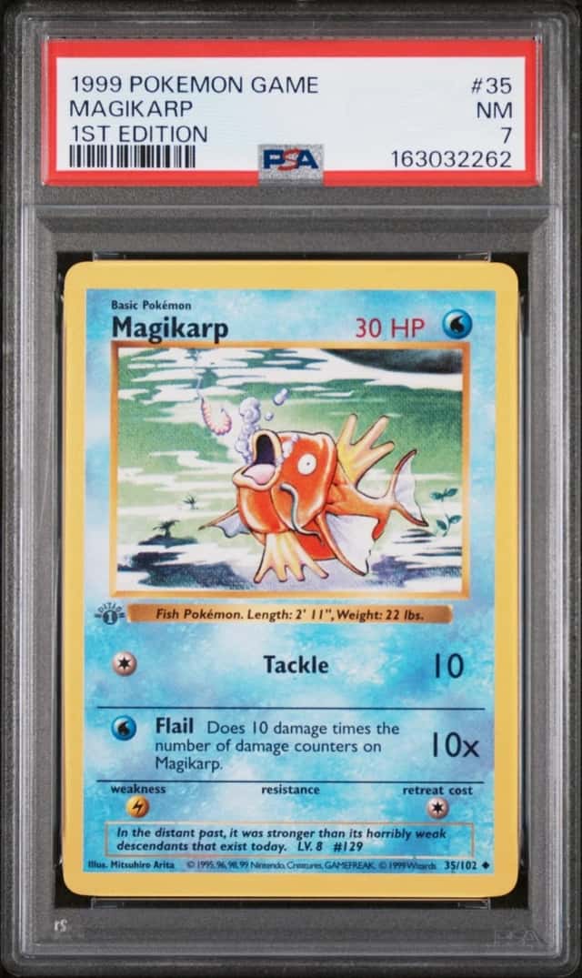 1999 POKEMON BASE SET 1ST EDITION #35 MAGIKARP PSA 7