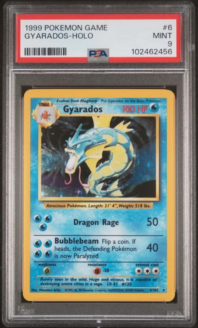 1999 POKEMON BASE SET UNLIMITED #6 GYARADOS-HOLO PSA 9