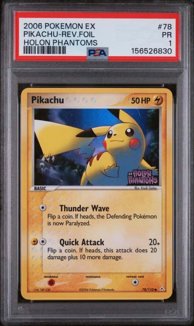 2006 POKEMON EX HOLON PHANTOMS #78 PIKACHU-REVERSE FOIL PSA 1