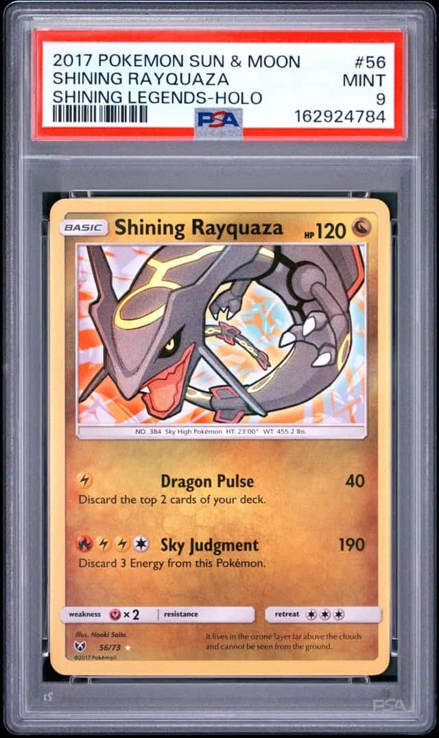 2017 POKEMON SUN & MOON SHINING LEGENDS #56 SHINING RAYQUAZA-HOLO PSA 9