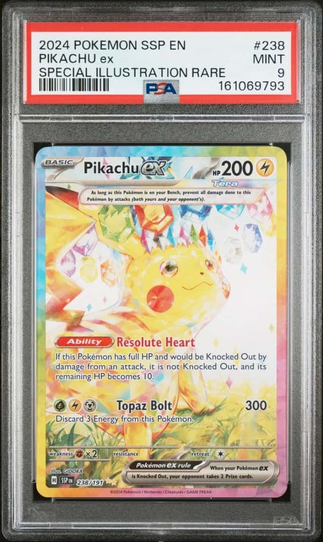2024 POKEMON SSP EN-SURGING SPARKS SPECIAL ILLUSTRATION RARE PIKACHU EX PSA 9