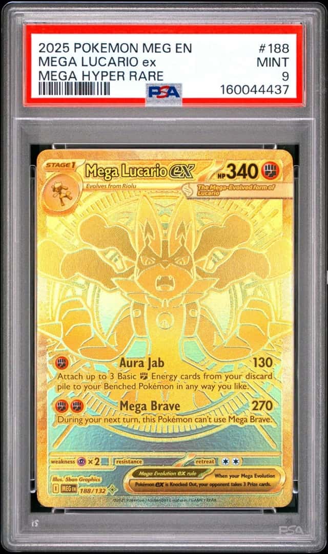 2025 POKEMON MEG EN-MEGA EVOLUTION MEGA HYPER RARE #188 MEGA LUCARIO EX PSA 9