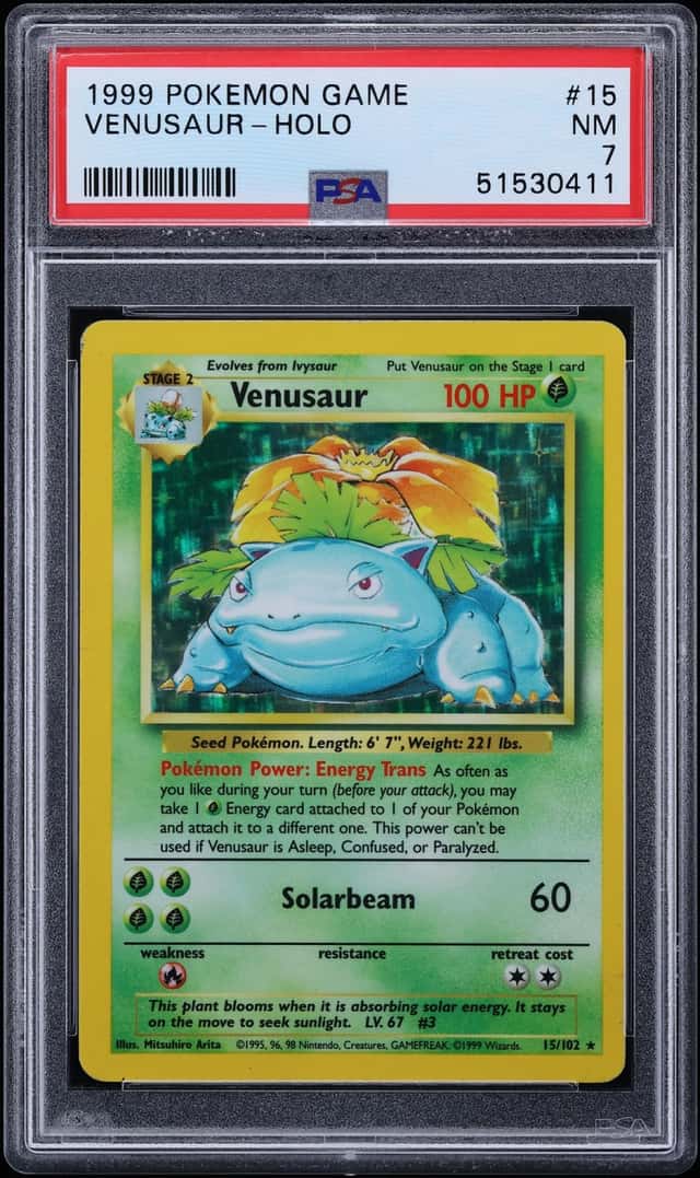 1999 Pokemon Base Set Holo Venusaur #15 PSA 7 NRMT