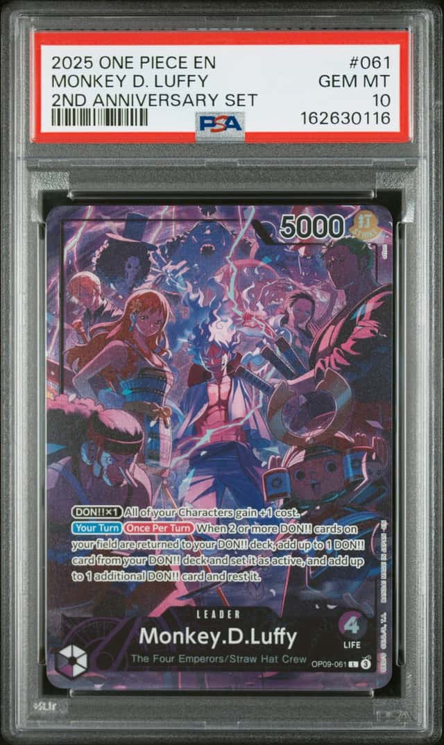 2025 One Piece EN 2nd Anniversary Set #061 Monkey D. Luffy PSA 10 GEM MINT