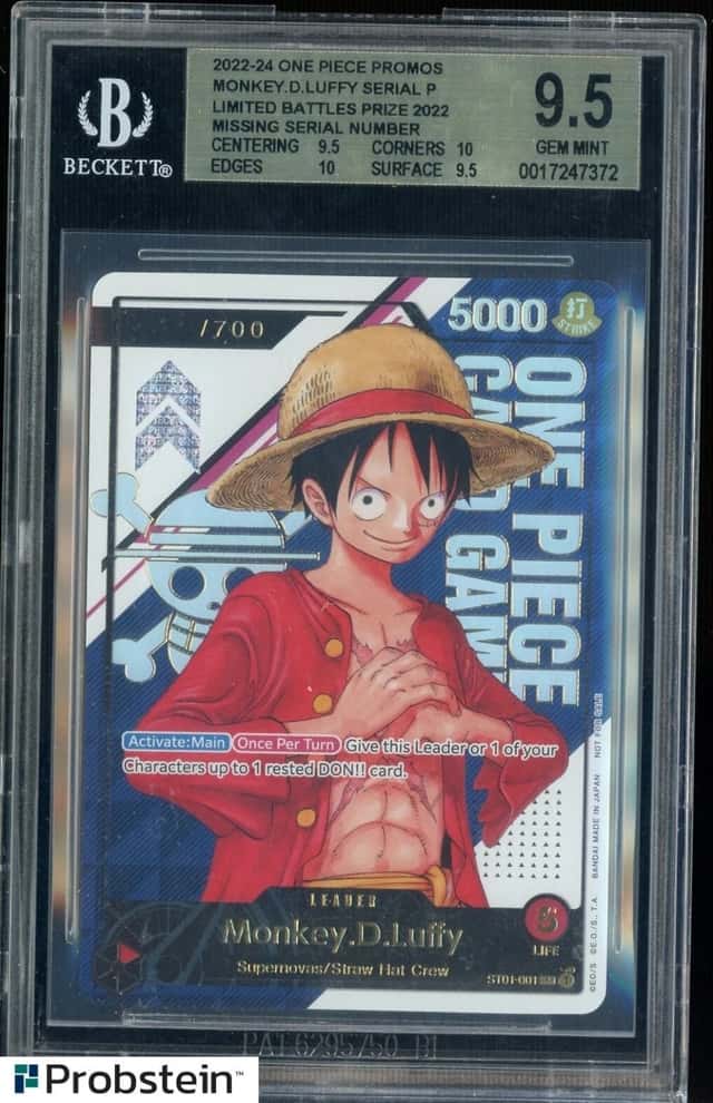 One Piece Limited Battles Prize 2022 Monkey D Luffy Missing Serial #/700 BGS 9.5