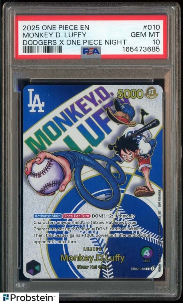 2025 One Piece En Dodgers x One Piece Night #010 Monkey D. Luffy PSA 10 GEM MINT