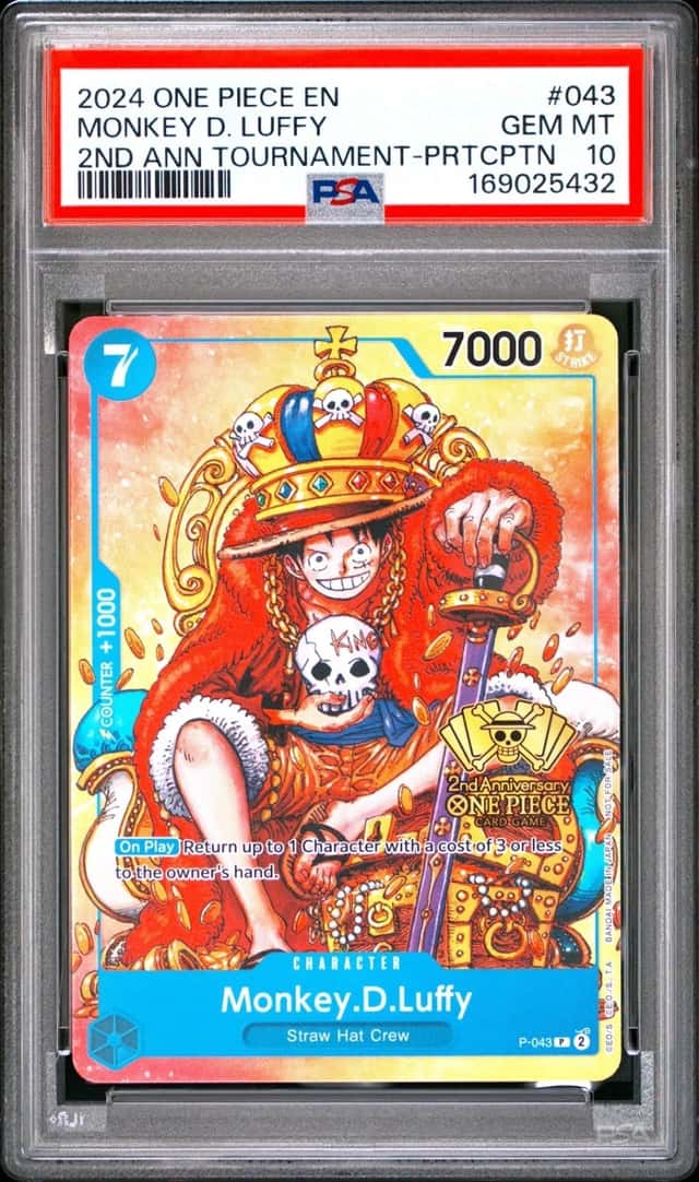 2024 ONE PIECE 2ND ANNIVERSARY TOURNAMENT #043 MONKEY D. LUFFY PSA 10