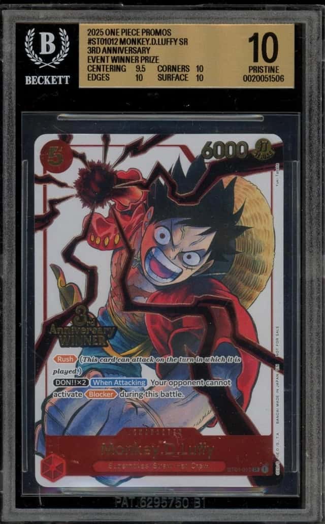 One Piece Monkey D. Luffy Sr 3rd Ann. Event Winner Prize Promo ST01-012 BGS 10