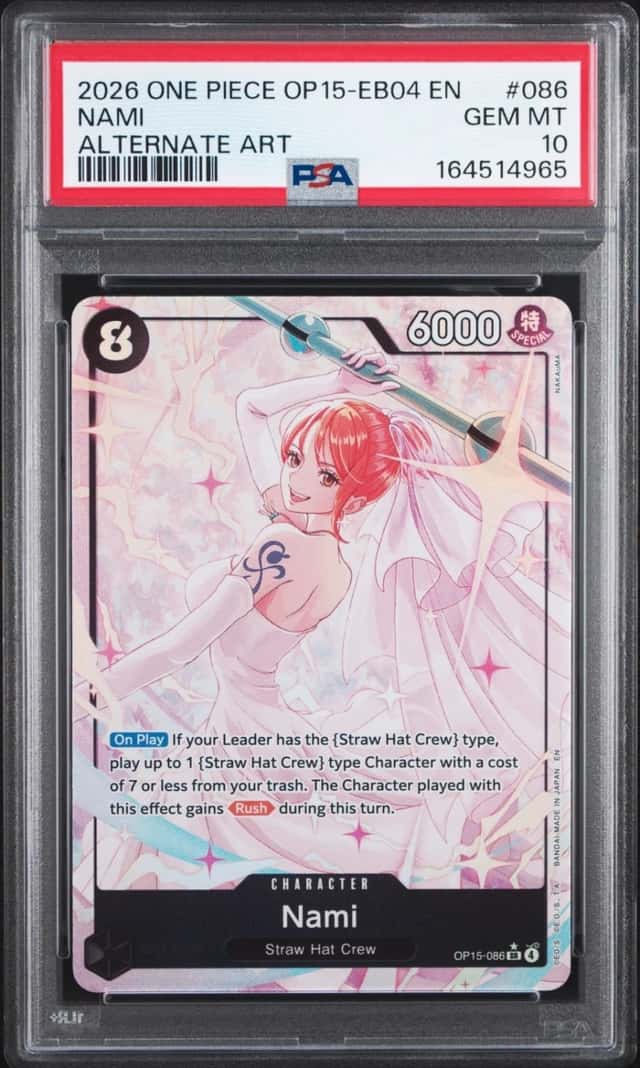 One Piece Nami Adventure On Kami's Island Op15-Eb04-086 Alternate Art PSA 10