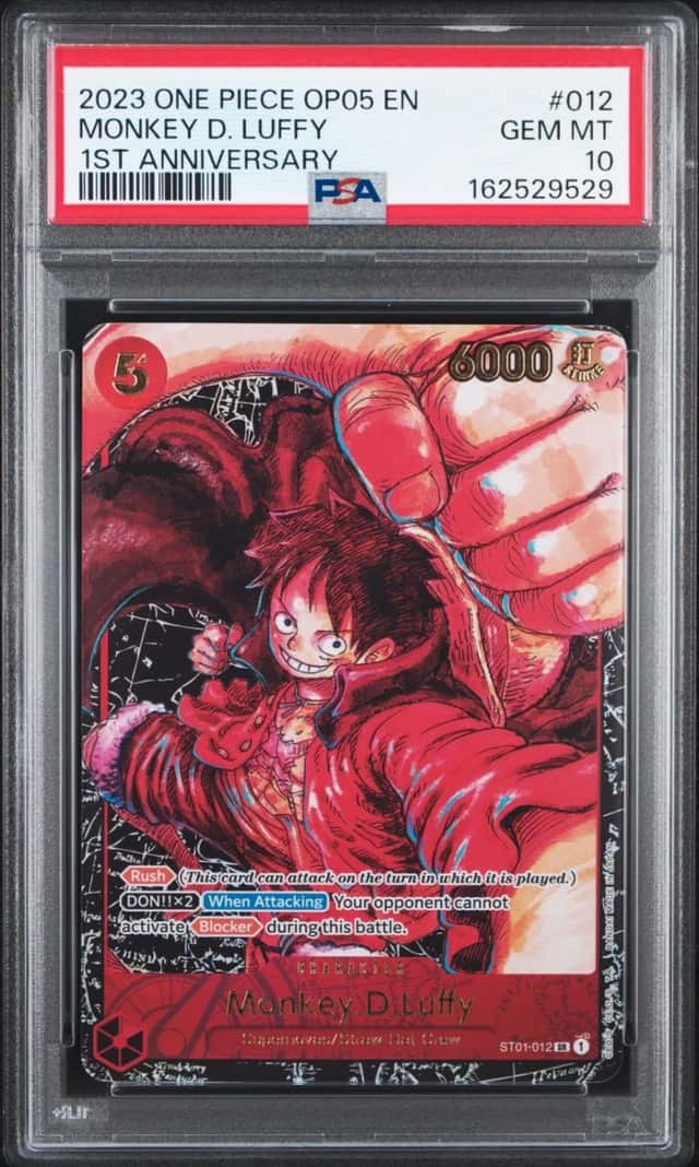 One Piece Monkey D. Luffy Op05-012 1st Anniversary PSA 10 Gem Mint
