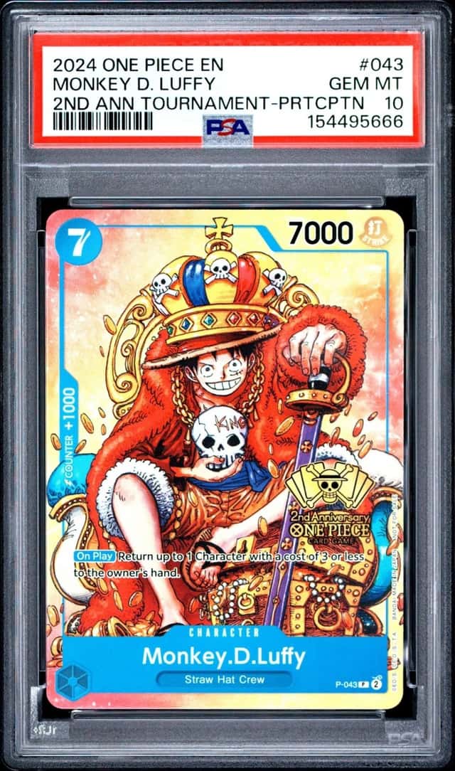 One Piece Monkey D. Luffy Promo 043 2nd Ann. Tournament Participation PSA 10