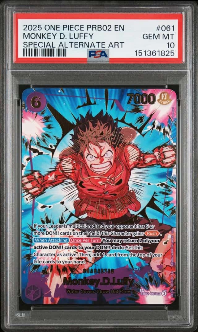 2025 ONE PIECE PREMIUM BOOSTER SPECIAL ALTERNATE ART #061 MONKEY D. LUFFY PSA 10