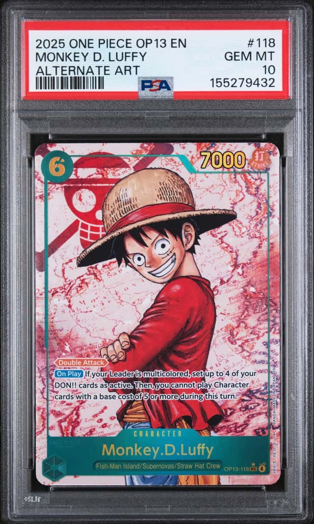 2025 One Piece Op13 Monkey D. Luffy Alternate Art Psa 10 Gem Mint. #118