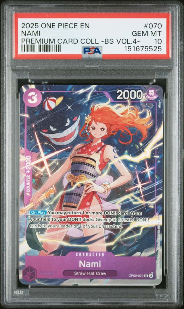 #9 2025 One Piece En Premium Card Coll BS Vol 4 #070 Nami PSA 10 GEM MINT