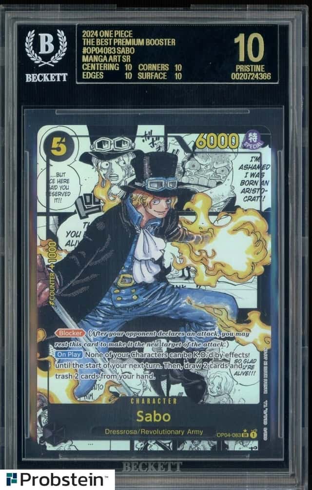 2024 One Piece The Best Premium Bstr OP04083 Sabo Manga Foil BGS 10 BLACK LABEL