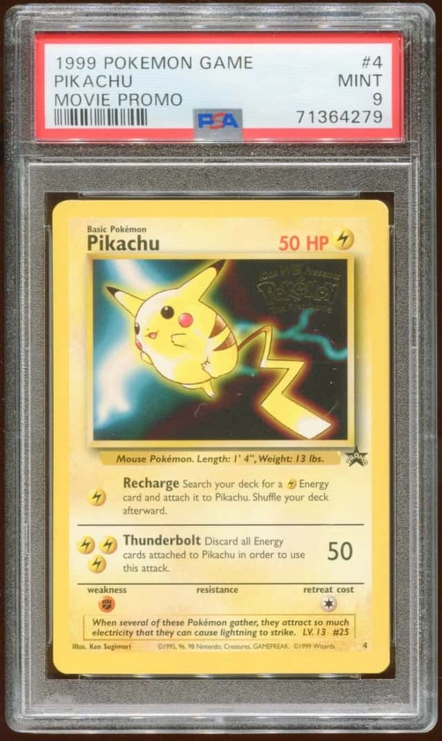 1999 POKEMON MOVIE PROMO PIKACHU #4 NON-HOLO RARE WOTC STAMPED PSA 9 A E8