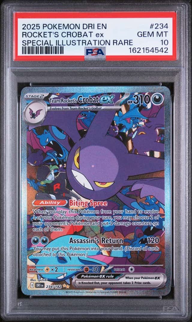 POKEMON TEAM ROCKET'S CROBAT EX 234/182 SPECIAL ILLUSTRATION RARE 2025 PSA 10