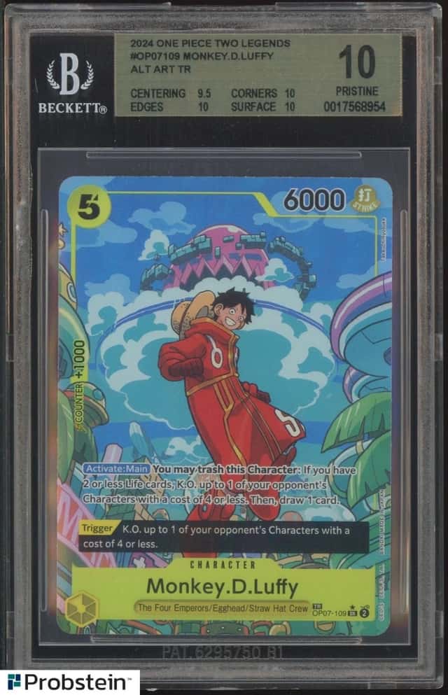 2024 One Piece OP08 EN Treasure Rare #109 Monkey D Luffy BGS 10 PRISTINE