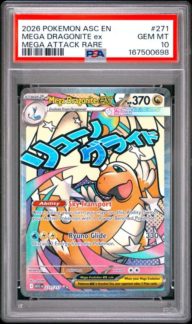 2026 POKEMON ASCENDED HEROES MEGA ATTACK RARE #271 MEGA DRAGONITE EX PSA 10