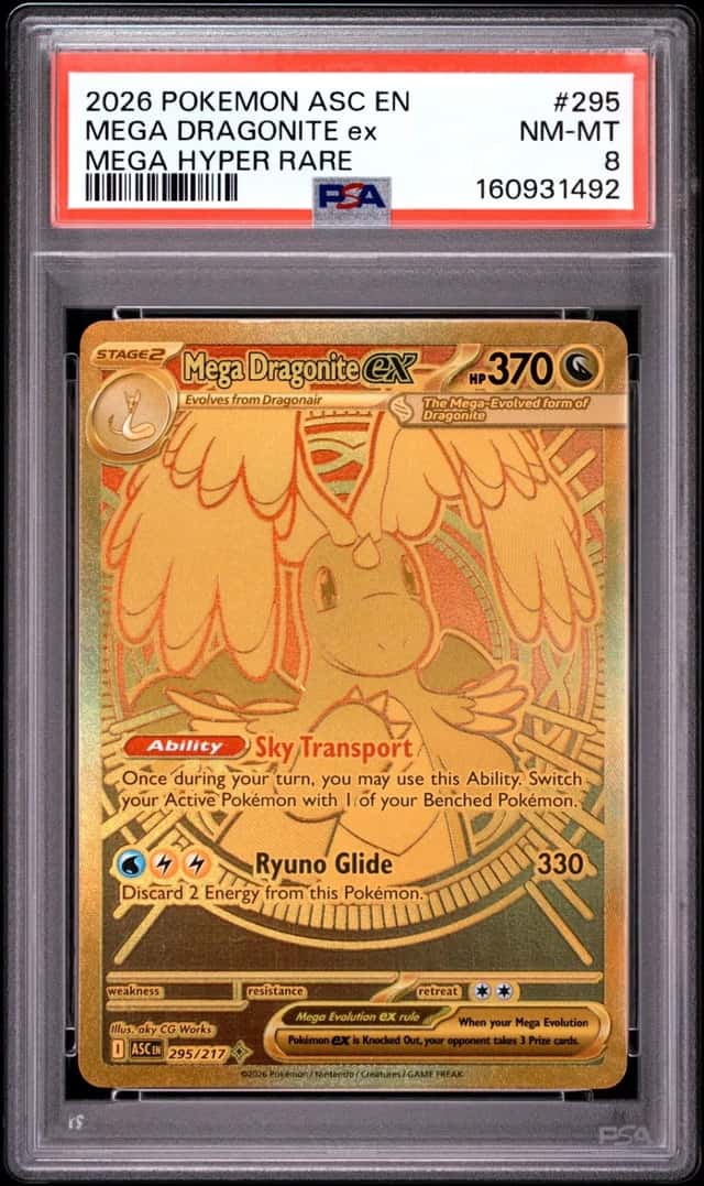 2026 POKEMON ASC EN-ASCENDED HEROES MEGA HYPER RARE #295 MEGA DRAGONITE EX PSA 8