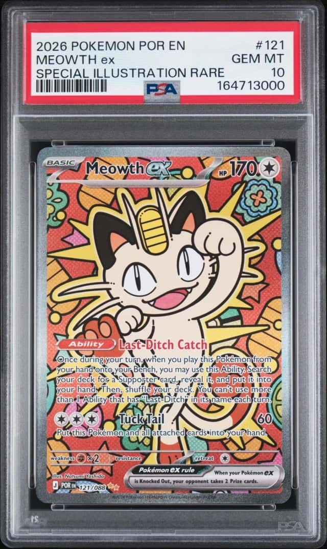 2026 POKEMON POR EN-PERFECT ORDER SPECIAL ILLUSTRATION RARE MEOWTH EX PSA 10