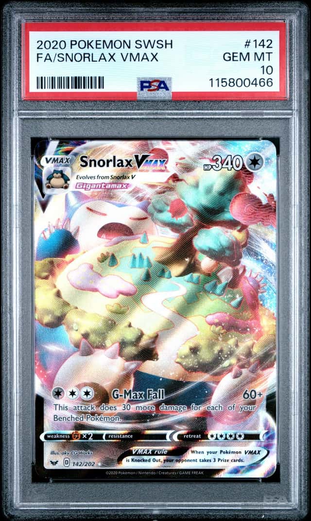The Pokémon Company Snorlax VMAX 142/202 SWSH01 Holo FA PSA 10 2020
