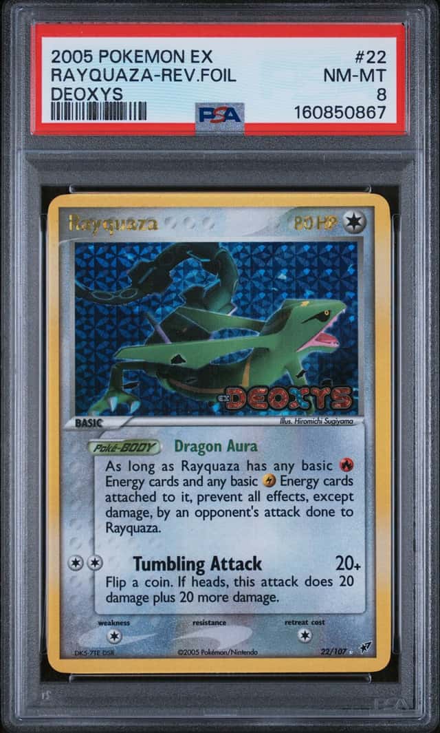2005 Pokemon Ex Deoxys #22 Rayquaza Reverse Holo Foil PSA 8 NM-MT