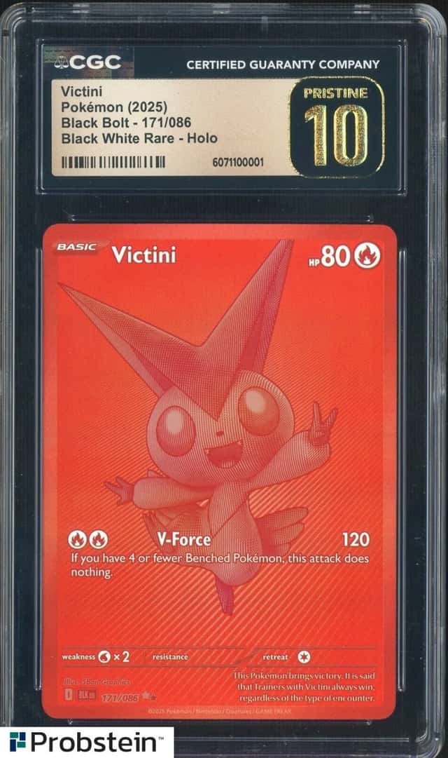 2025 Pokemon BLK EN Black Bolt Black and White Rare #171 Victini CGC 10 PRISTINE