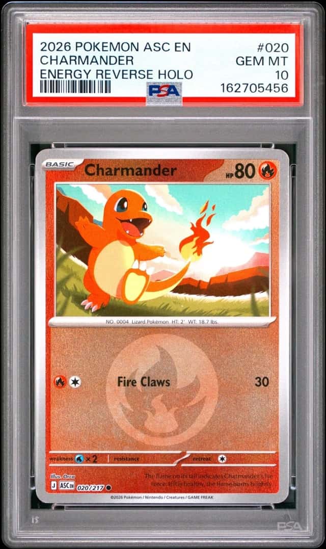 2026 POKEMON ASC EN-ASCENDED HEROES ENERGY REVERSE HOLO #020 CHARMANDER PSA 10