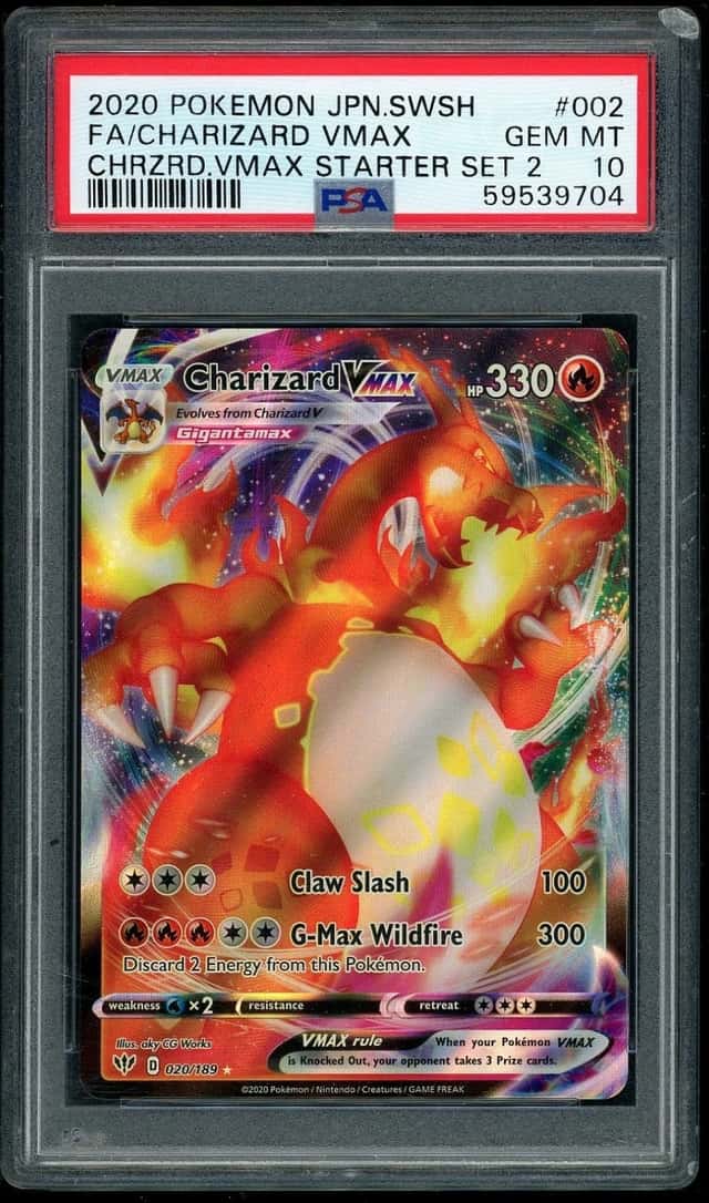 POKEMON CHARIZARD VMAX 2020 SWSH STARTER SET 2 #002 FA PSA 10 *ERROR LABEL*