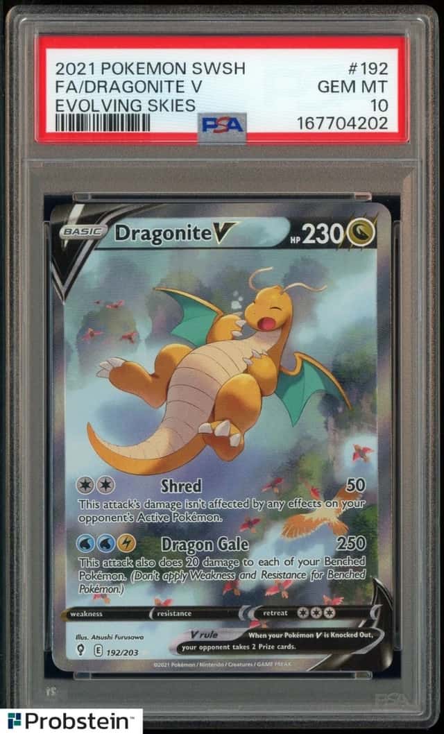 2021 Pokemon SWSH Evolving Skies #192 FA Dragonite V PSA 10 GEM MINT