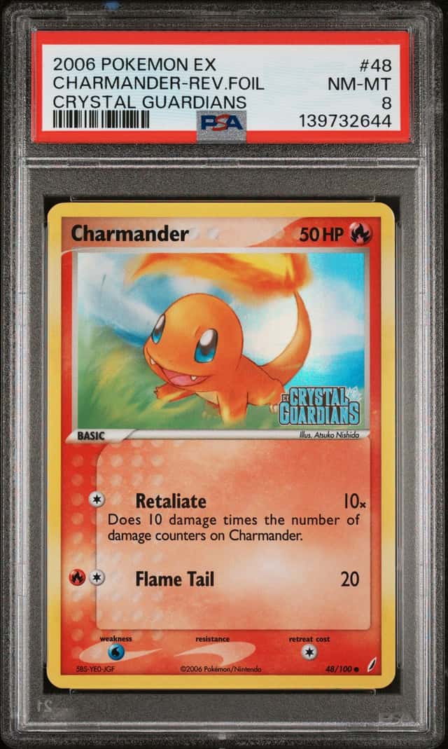 2006 POKEMON EX CRYSTAL GUARDIANS #48 CHARMANDER-REVERSE FOIL PSA 8