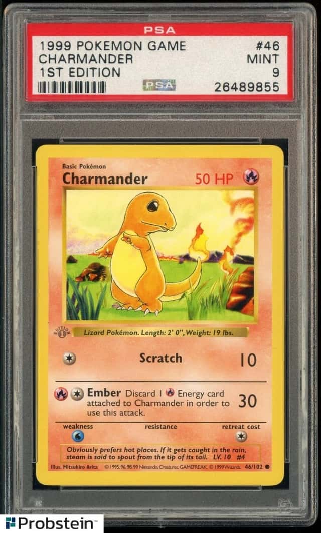 Pokémon Base Sei 1st Edition GRAY STAMP ERROR Shatowiess Charmander #46 PSA 9