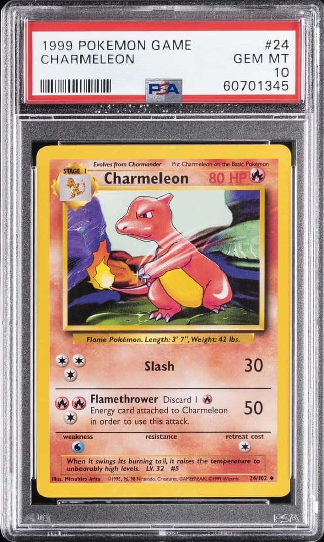 1999 POKEMON BASE SET UNLIMITED #24 CHARMELEON PSA 10