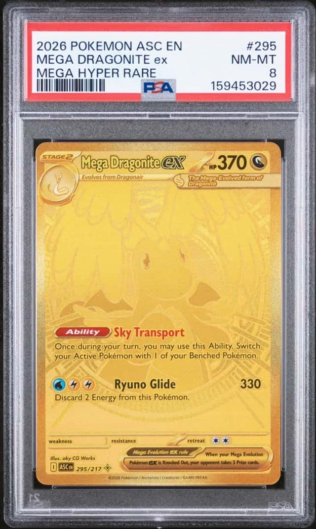 2026 POKEMON ASC EN-ASCENDED HEROES MEGA HYPER RARE #295 MEGA DRAGONITE EX PSA 8